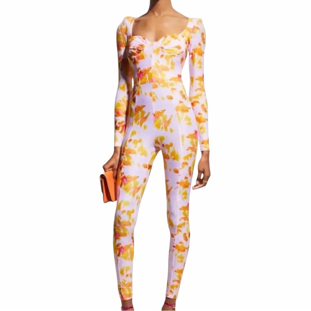Alex Perry "Lanson" Printed Sweetheart Catsuit The Dye Print Size 10